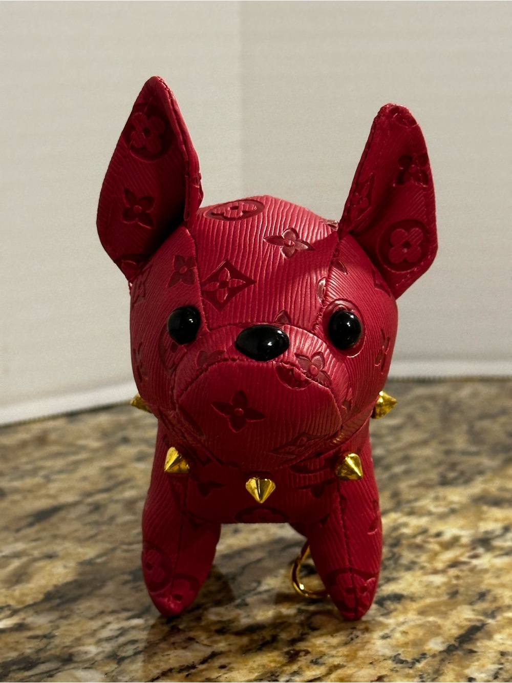Designer-Style Dark Pink Dog Keychain/Bag Charm
